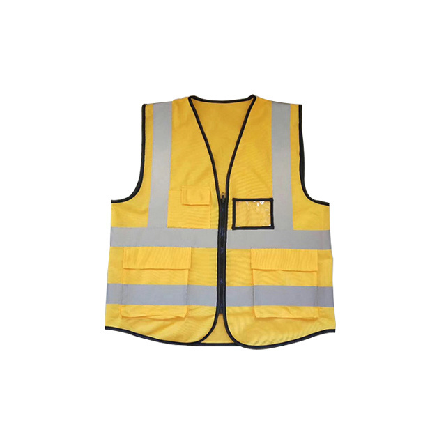 120gsm Neon Yellow Polyester Knitted High Visibility Safety Vest with Customizable Logo