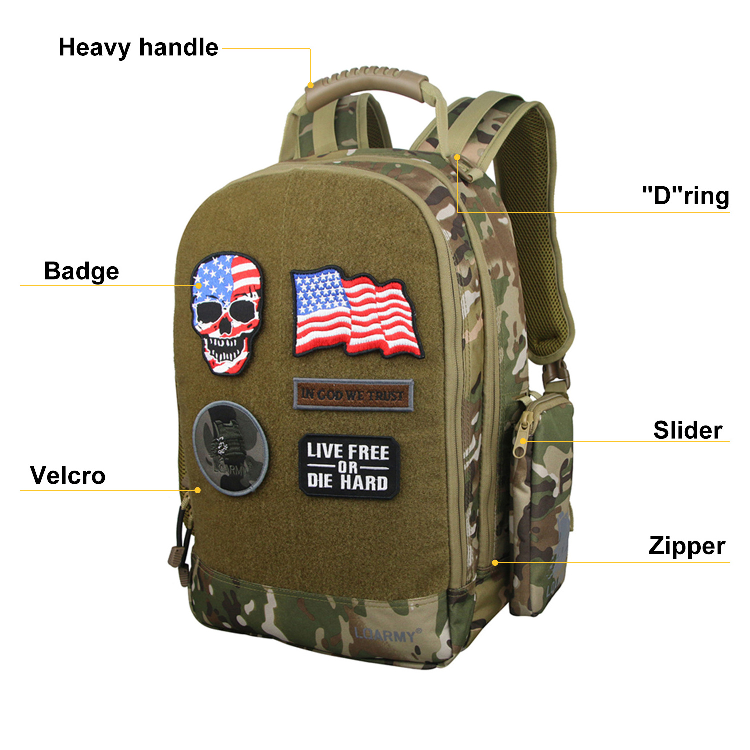 Wholesale Customized 600d Highly Durable Foldable  Camo Business School Bag  Hiking Travel Tactical Laptop Backpack