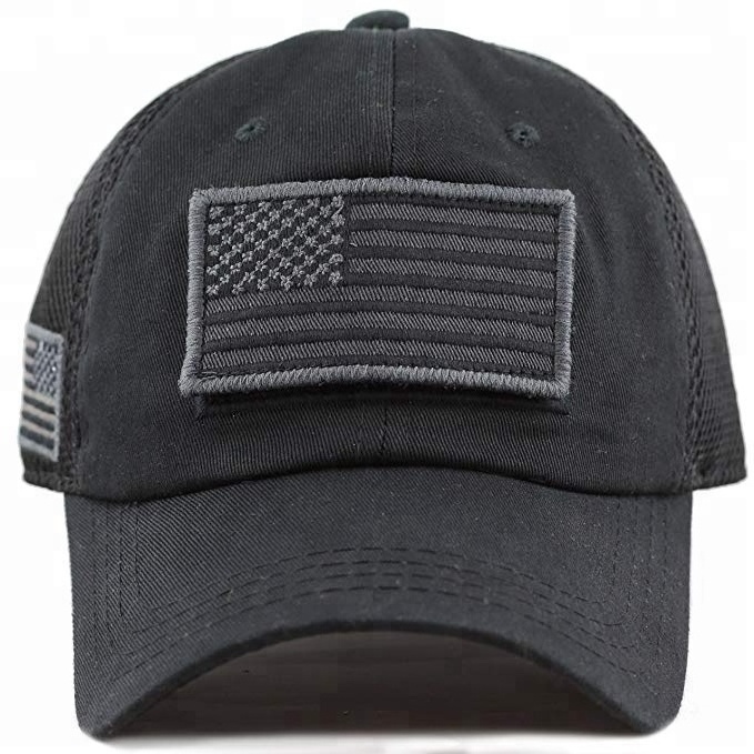 Hot sale tactical Cotton Low Profile Tactical Operator USA Flag Patch Buckle Mesh hat