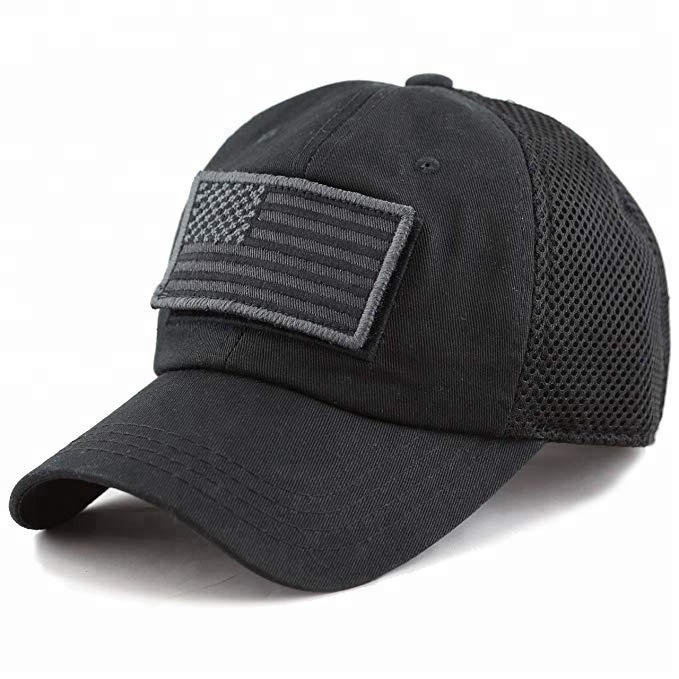 Hot sale tactical Cotton Low Profile Tactical Operator USA Flag Patch Buckle Mesh hat