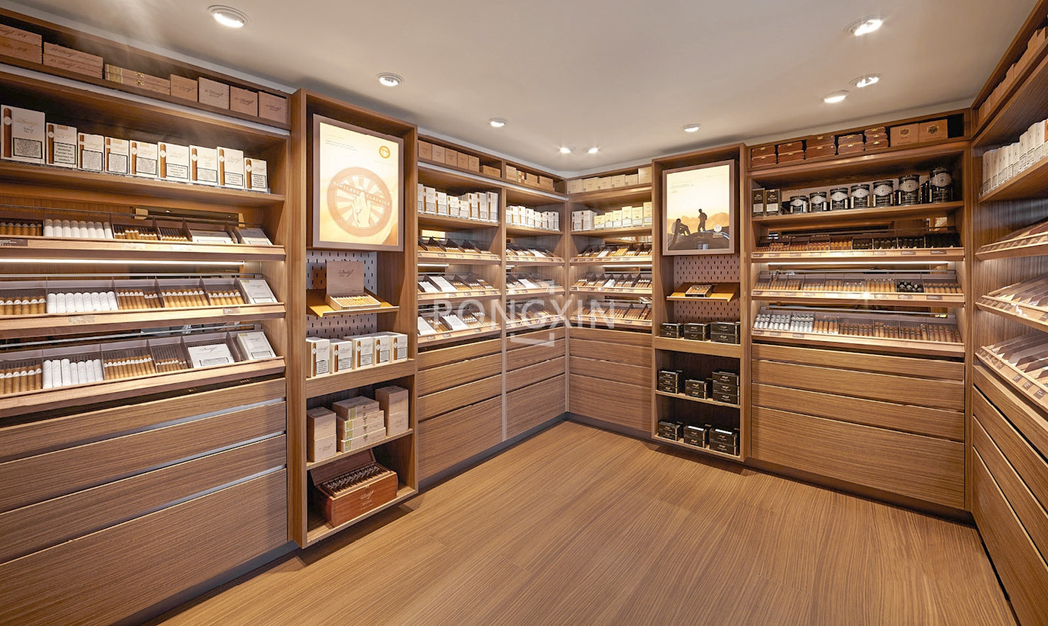 Smoke Shop Interior Design Cigar Display Showcase Tobacco Case Display Racks Cabinet For Retail Shops