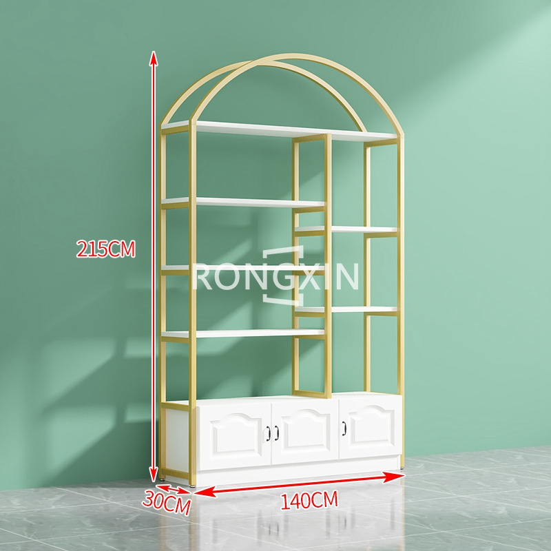 Shopping Mall Cosmetic Gondola Shelving With Led Makeup Skin Care Storage Rack Beauty Salon Display Shelf Perfume Stand Display