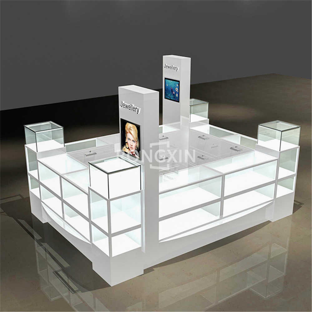 Custom Shopping Mall Jewelry Kiosk Layout Design Retail Showcase Counter Display Stand Shop Furniture For Jewelry Kiosk