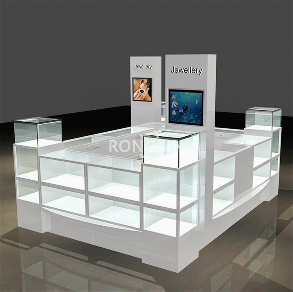 Custom Shopping Mall Jewelry Kiosk Layout Design Retail Showcase Counter Display Stand Shop Furniture For Jewelry Kiosk