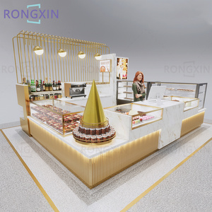 Factory High End Gold Dessert Kiosk Mall Chocolate Ice Cream Coffee Food Kiosk Shopping Mall Kiosk Display Retail