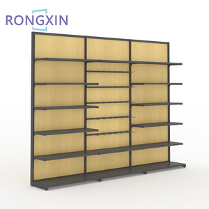 IN STOCK Wooden Pegboard Grocery Shelf Double-sided Gondola Shelving For Supermarket