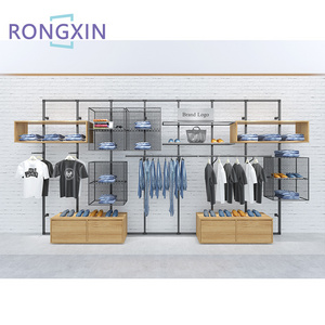 Fashion Garment Shops Stands Clothes Rack Black Metal Retail Clothing Store Display Racks For Boutique