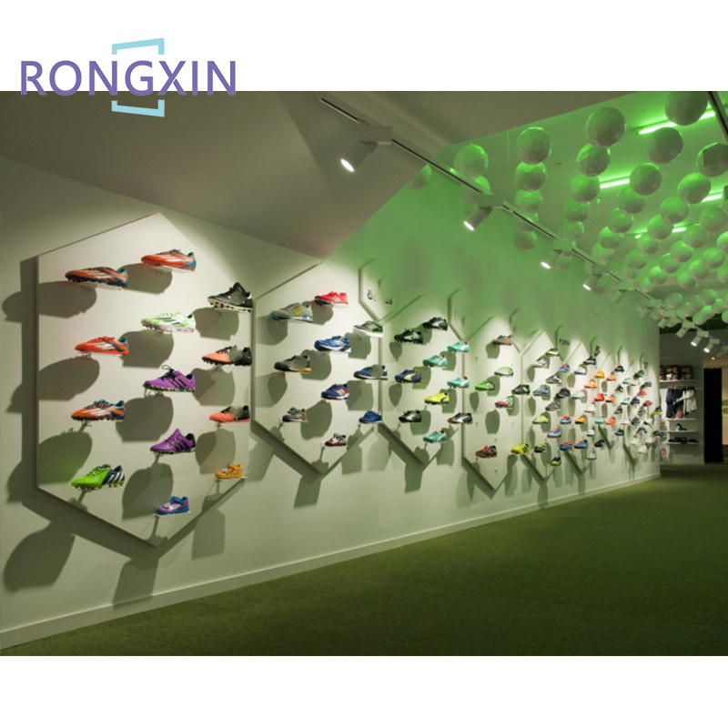 Customized Showroom Retail Sport Shoe Store Shoes Display for Retail Shop Wall Mounted Shoes Display Rack