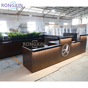 Modern Bubble Tea Shop Counter Design Display Stone Dessert Bar Counter Wooden Bakery Shop Furniture Interior Design Coffee Shop