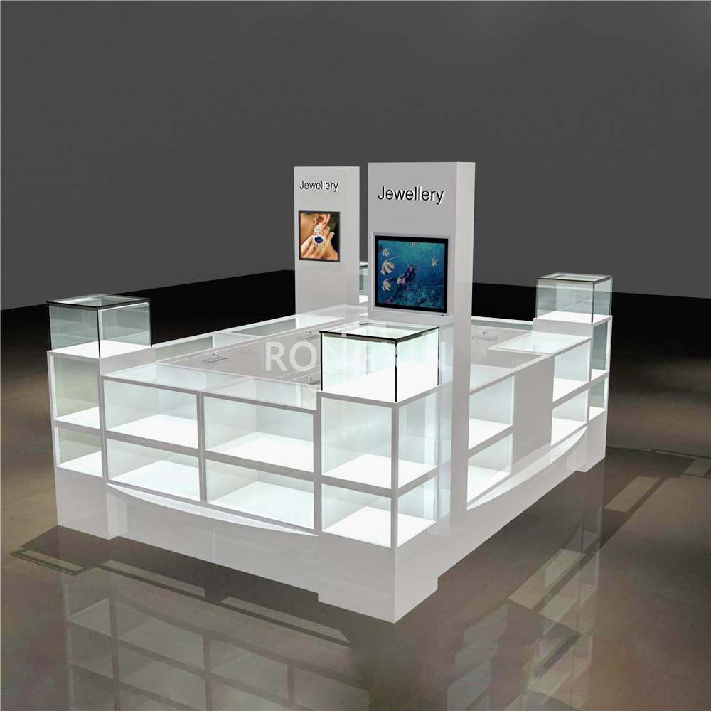 Custom Shopping Mall Jewelry Kiosk Layout Design Retail Showcase Counter Display Stand Shop Furniture For Jewelry Kiosk