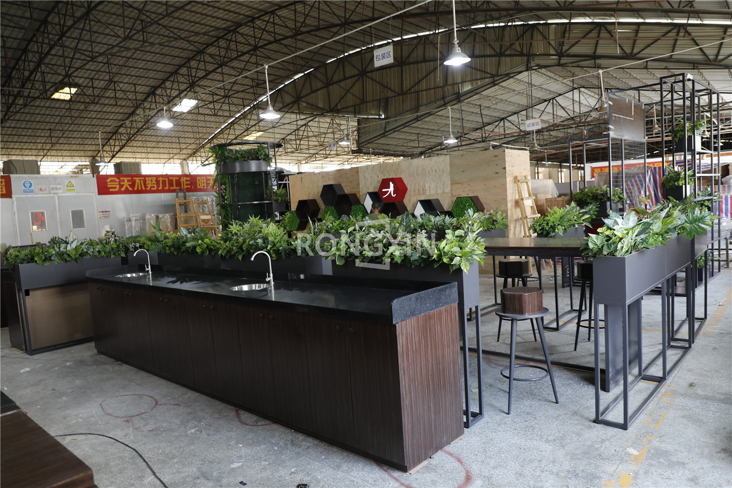 Modern Bubble Tea Shop Counter Design Display Stone Dessert Bar Counter Wooden Bakery Shop Furniture Interior Design Coffee Shop