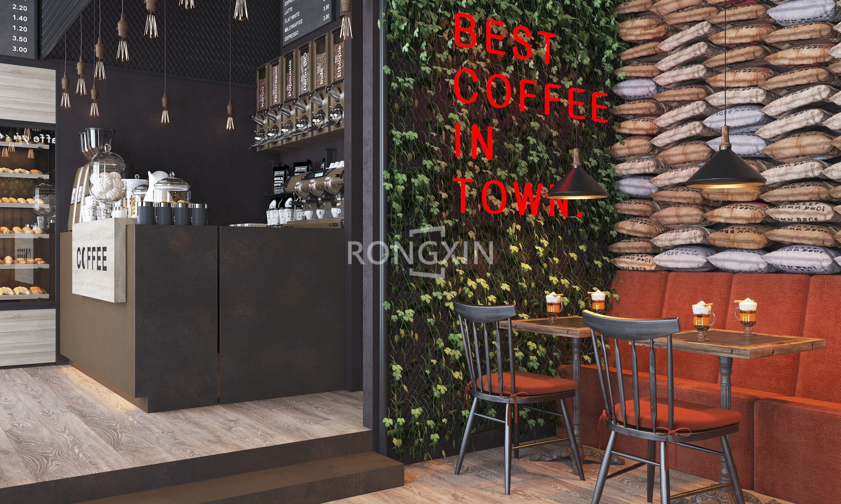 Table Display Shelves Modern Coffee Shop Counter Design Bubble Tea Store Equipment Cafe Bar Coffee Shop Counter