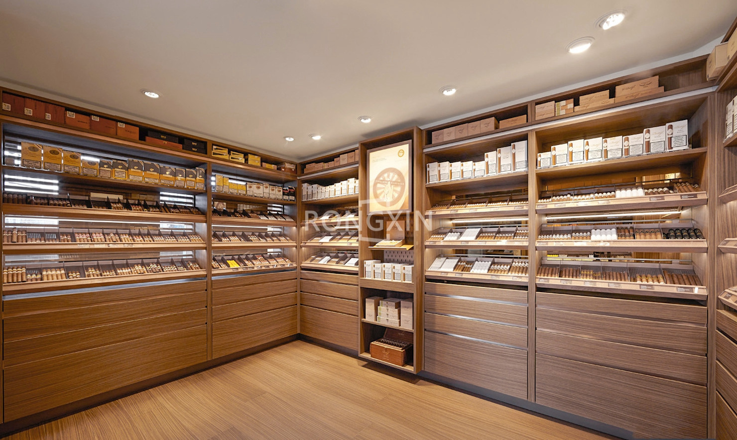 Smoke Shop Interior Design Cigar Display Showcase Tobacco Case Display Racks Cabinet For Retail Shops