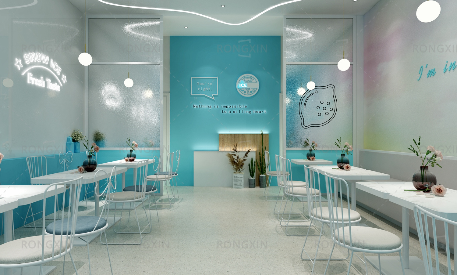 Modern Ice Cream Furniture Bubble Tea Fruit Juice Shop Interior Design Coffee Shop Milk Tea Shop Display Counter Design