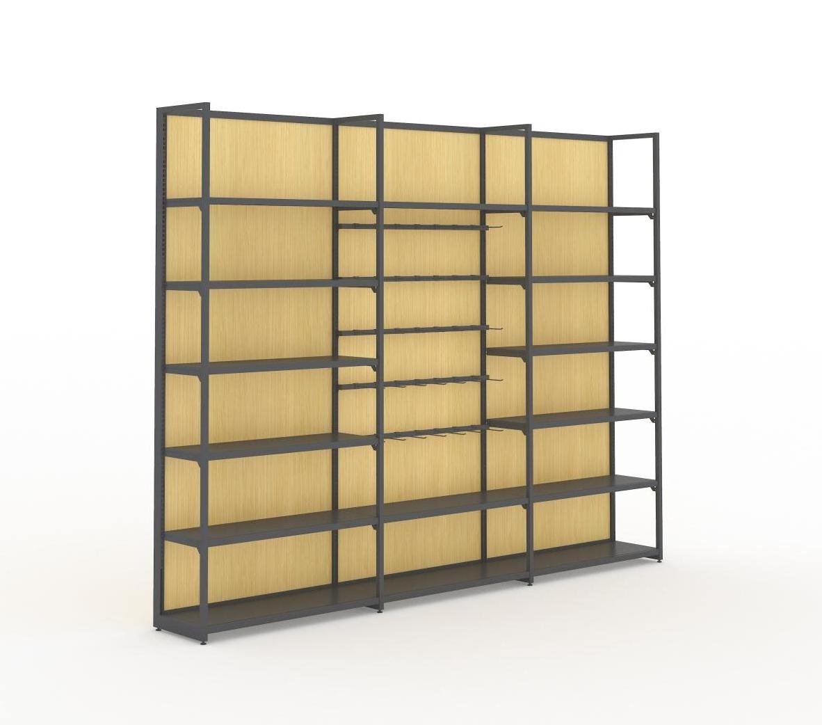 IN STOCK Supermarket Shelves Steel Wood Shelves Retail Display Gondola Shelving rack For Shop