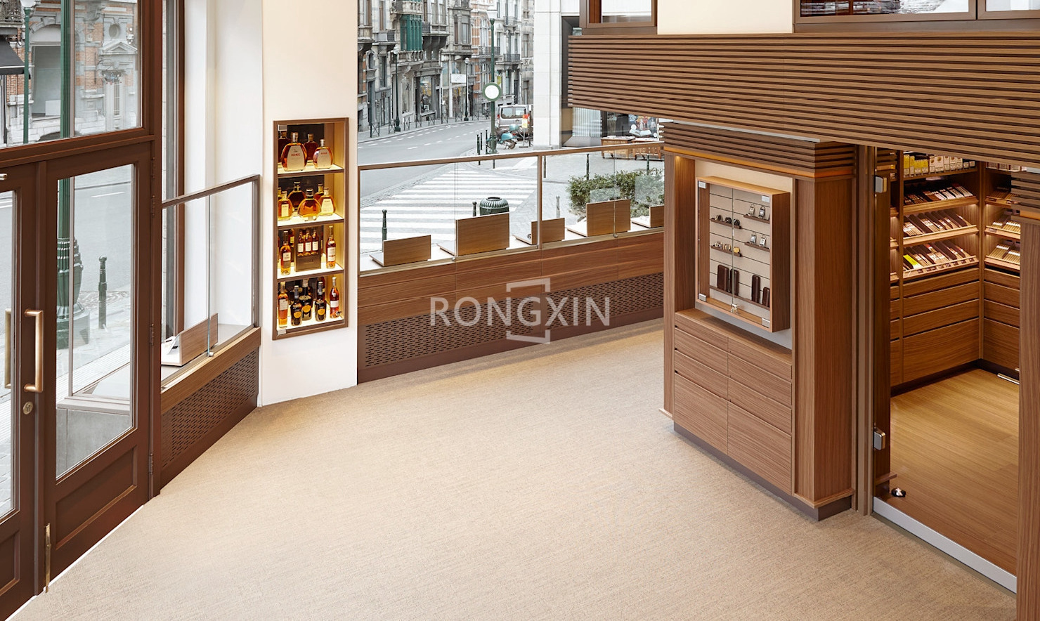 Smoke Shop Interior Design Cigar Display Showcase Tobacco Case Display Racks Cabinet For Retail Shops