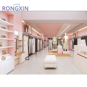 Pink Color Design Boutique Showroom Garment Store Ladies Shop Decoration Clothing Display Racks For Garment Store