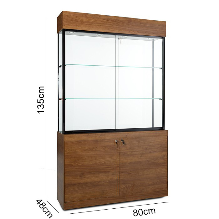 Wholesale Museum Glass Display Cases Panoramic Glasses Jewelry Display Cabinet Tower Jewellery Showcase With Adjustable Light