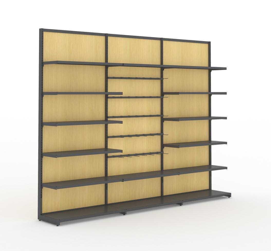 IN STOCK Supermarket Shelves Steel Wood Shelves Retail Display Gondola Shelving rack For Shop