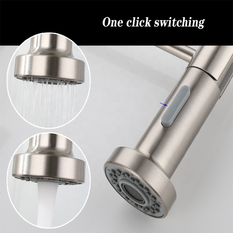 SUS304 Stainless Steel Extension Kitchen Water Tap Hot Cold Mixer Faucets  spring Kitchen Faucet