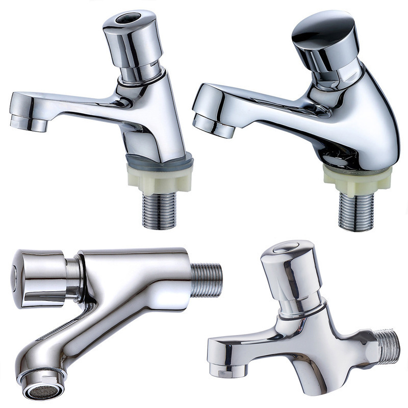 Public Hotel Project Water Saving Basin Sink Faucet Deck Mounted Self Closing Tap Time Delay Basin Tap Faucet