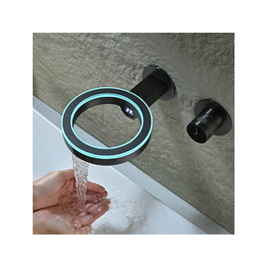 black in wall faucet bathroom concealed faucet lavatory vanity  bathroom brass basin faucet recessed with digital display