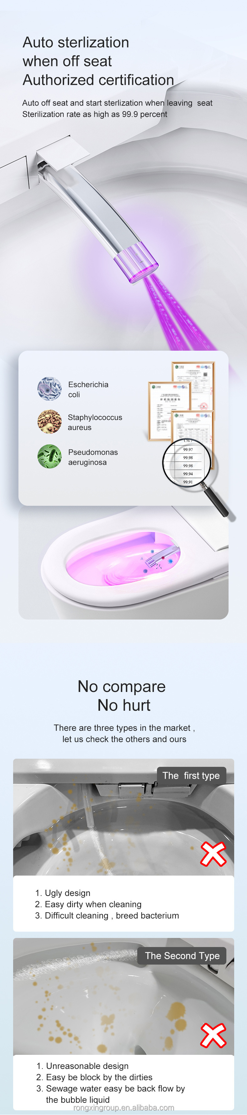 Auto sensor flush open electric bathroom one piece intelligent toilet ...