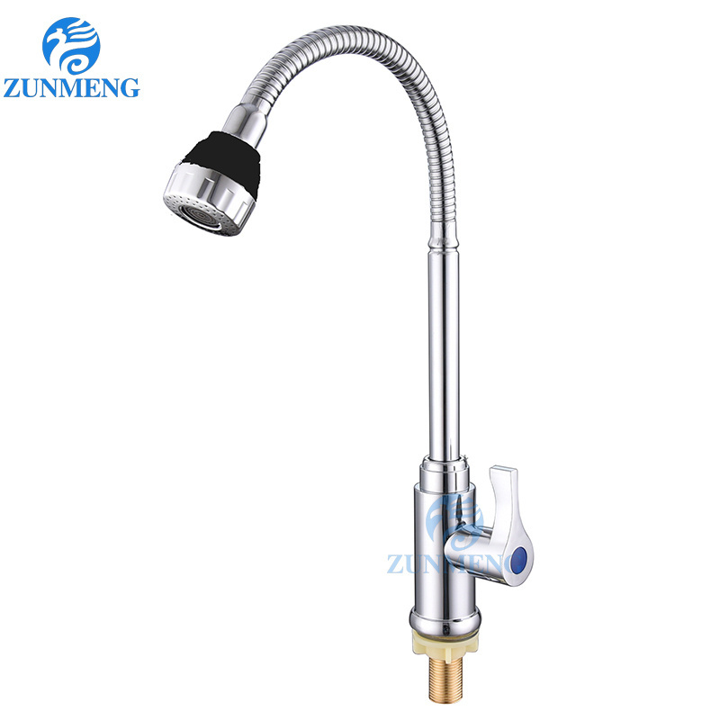 360 Degree Rotation Flexible Hose Kitchen Faucet Sanitary Single Handle Sink Tap Manufacturer