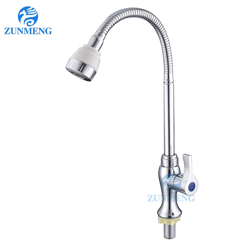 360 Degree Rotation Flexible Hose Kitchen Faucet Sanitary Single Handle Sink Tap Manufacturer