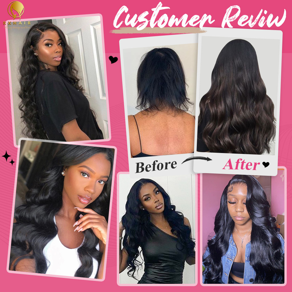 RXHAIR 10a Natural Human Hair Body Wave Lace Clip In Hair Extensions 100% Remy Virgin 20 22 Inch Raw Indian Hair