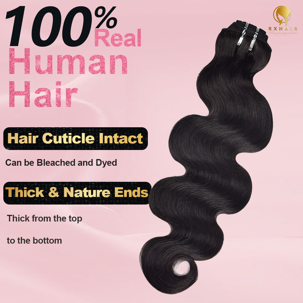 RXHAIR 10a Natural Human Hair Body Wave Lace Clip In Hair Extensions 100% Remy Virgin 20 22 Inch Raw Indian Hair