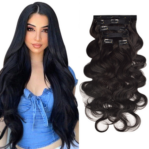 RXHAIR 10a Natural Human Hair Body Wave Lace Clip In Hair Extensions 100% Remy Virgin 20 22 Inch Raw Indian Hair