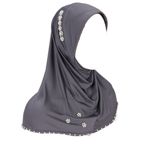 Hot Sale Wholesale Fashion Plain Color Pearls Design Instant Hijab Malaysia Lady Niqab Under Scarf Hijab Inner Cap