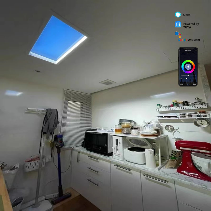 Artificial Blue Sky Light 100W tuya wifi App 60x60cm Recessed kitchen Bathroom Hotel Led sky Ceiling Panel Light