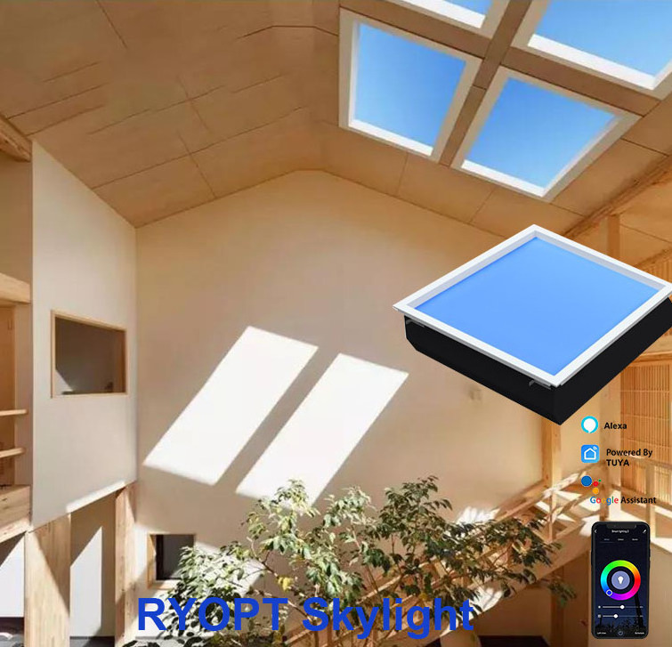 Artificial Blue Sky Light 100W tuya wifi App 60x60cm Recessed kitchen Bathroom Hotel Led sky Ceiling Panel Light