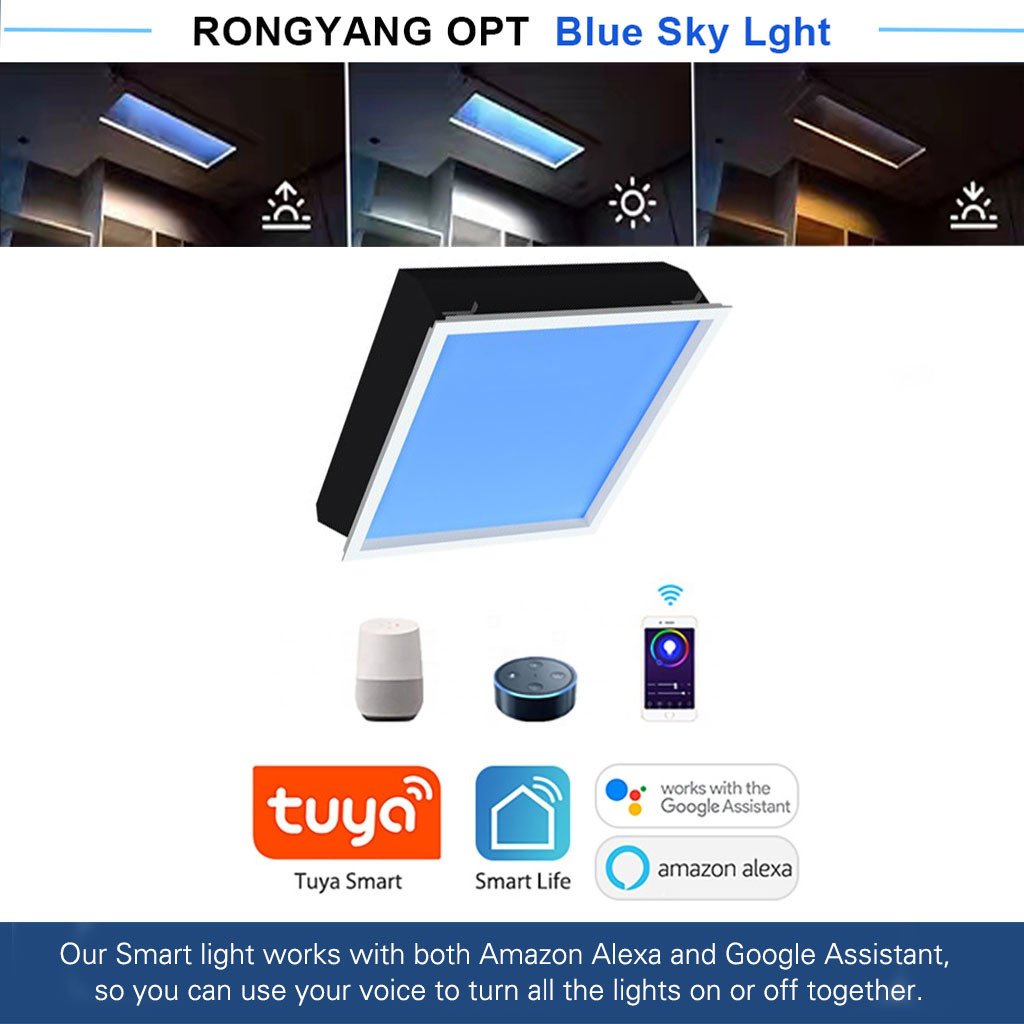 Artificial Blue Sky Light 100W tuya wifi App 60x60cm Recessed kitchen Bathroom Hotel Led sky Ceiling Panel Light