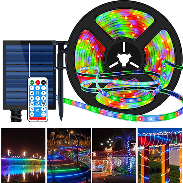 Smart 5M LED Rgb Solar Strip Light Home Garden Copper Wire Fairy Outdoor Solar Christmas Party Solar String Light