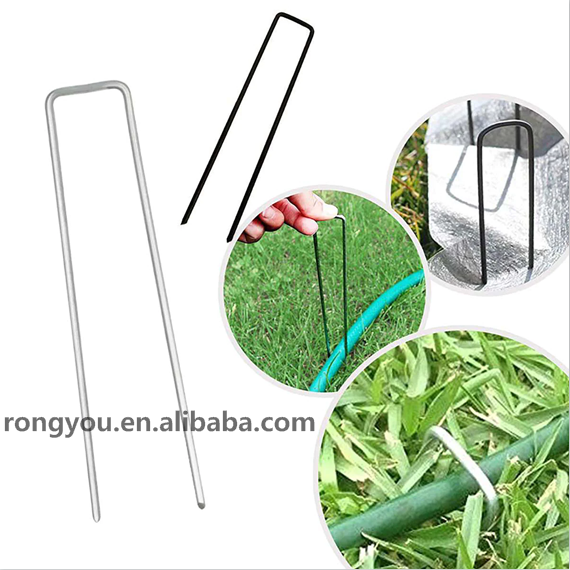 High quality grass turf U pins ground spikes metal galvanized U shaped nail pin/Durable garden pins securing metal U pegs