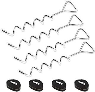 4pcs Trampoline Stakes Heavy Duty Tie Downs/Corkscrew Shape Galvanized Steel Stake High Wind Anchor Kit for Trampolines