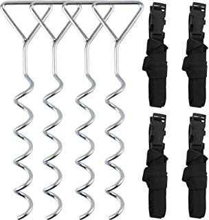 4pcs Trampoline Stakes Heavy Duty Tie Downs/Corkscrew Shape Galvanized Steel Stake High Wind Anchor Kit for Trampolines