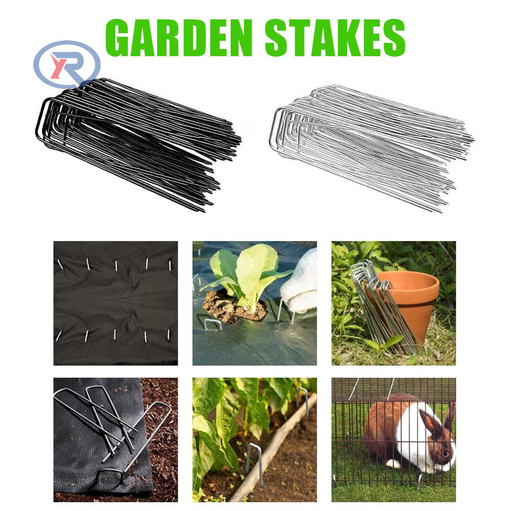 Heavy Duty U Shape Garden Stakes Staple Securing Pegs Pins Anti-Rust For Securing Weed Barrier Fabric Landscape Fabric