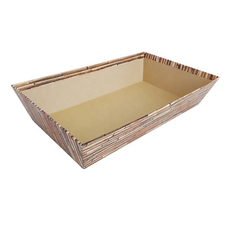 Wholesale customized ECO-friendly rigid storage box cardboard tray supermarket gift packaging basket