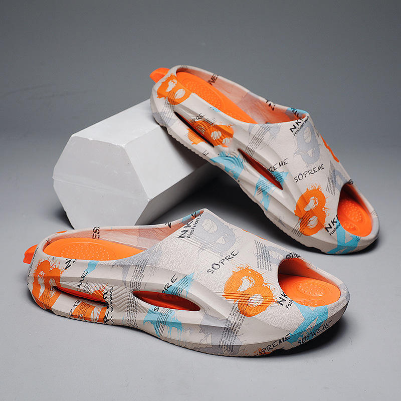 2023 New Custom Digital Sublimation Logo Slides Wholesale Leisure Thick Bottom Anti -Slip Outdoor Custom Beach Slippers