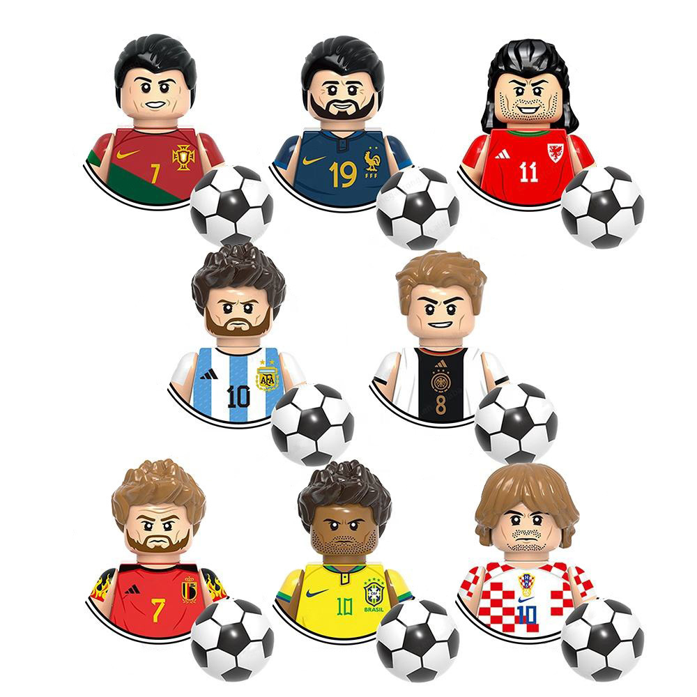 World Famous Football Player Bale Kroos De Bruyne Modric Plastic Mini Bricks Assemble Building Block Figure Juguete G0103