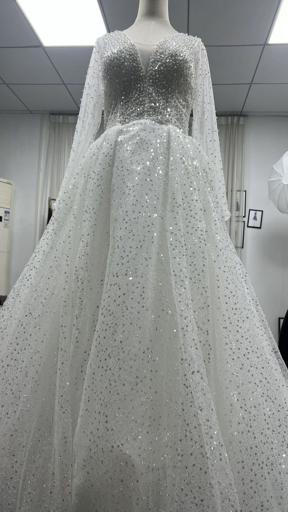 Women's New Custom Bridal Clothing Long Tail Drag Dress With Rhinestones Wedding Fashion Dress 2023