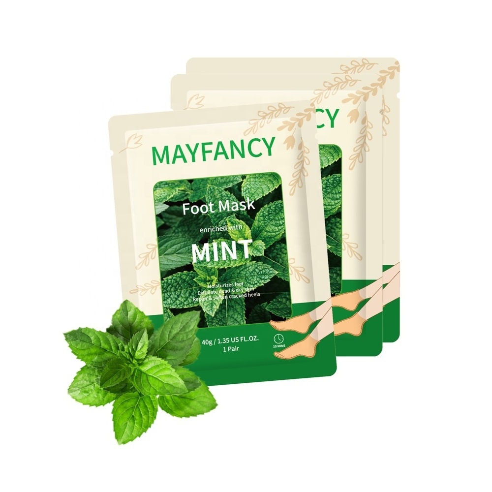 MAYFANCY Fast Delivery Organic Exfoliator Refresh Mint Foot Peel Off Mask for Women Adults Female Skin Foot Skin Care 3 Years