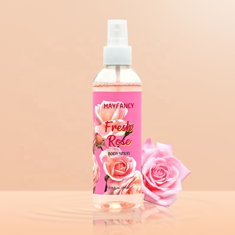 Factory Price MAYFANCY Customized 200ML Hydrating Deodorant Fresh Rose Fragrance Mist Designer Body Spray for Women