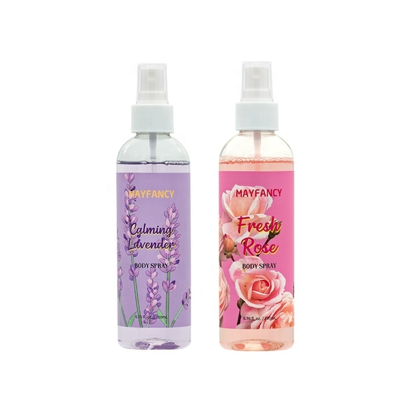 Factory OEM ODM MAYFANCY Customized 200ML Bottle Perfume Deodorant Rose and Lavender Body Spray for Female Usage