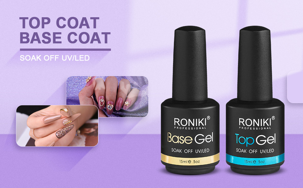 RONIKI 15ml Professional Supplies Super shine Clear Gel Nail Polish Clear Top Coat soak off UV Gel No wipe Top Coat