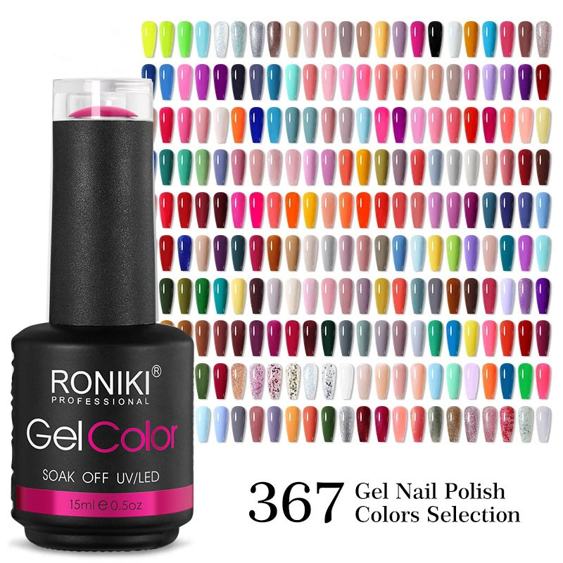 RONIKI Nail Supplies Wholesale private label Colors UV Gel Soak Off Vegan LED UV Gel Nail Polish OEM Free HEMA Nail Gel Polish